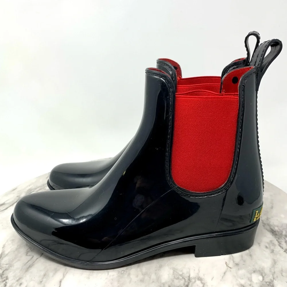 Lauren Ralph Lauren Tally Chelsea Rain Booties 6 Academic Preppy Classic Neural - Picture 3 of 13